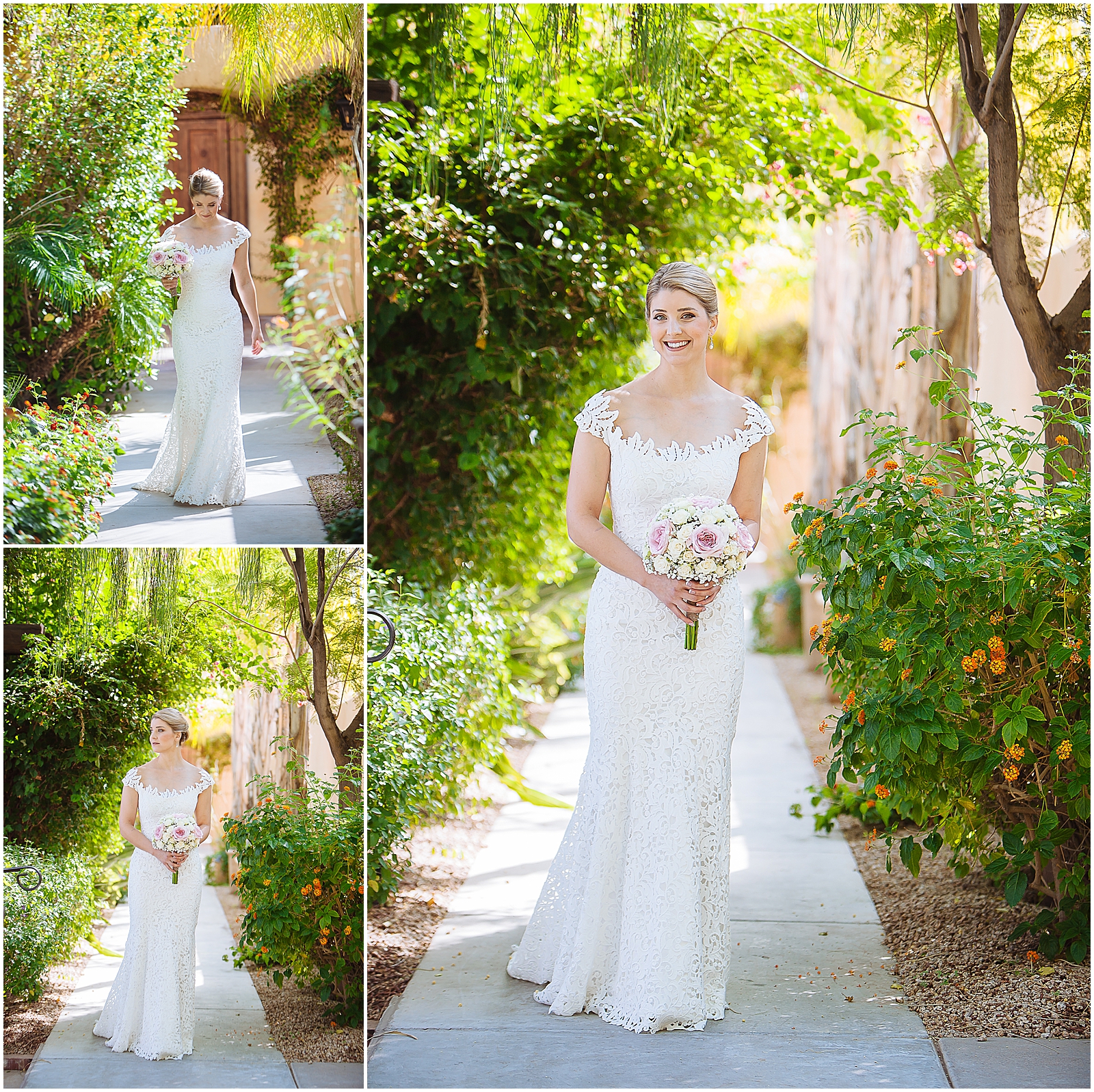 Pink Bridal Bouquet, Scottsdale Wedding Venue, happy bride